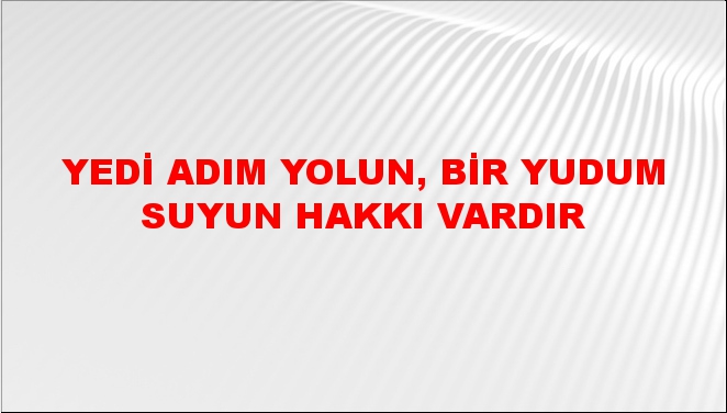 Yedi Adım Yolun, Bir Yudum Suyun Hakkı Vardır Atasözünün Anlamı Ne ...