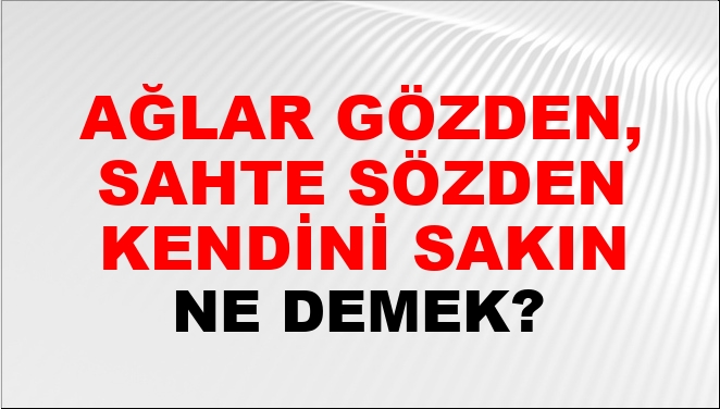 Ağlar Gözden, Sahte Sözden Kendini Sakın Ne Demek?