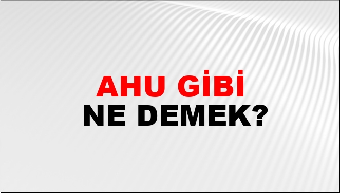 Ahu Gibi Ne Demek?