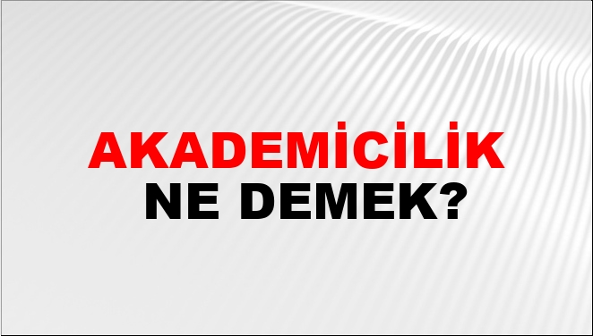 Akademicilik Ne Demek?