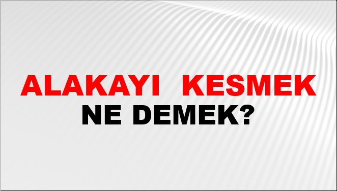 Alakayı (Veya Alakasını) Kesmek Ne Demek?