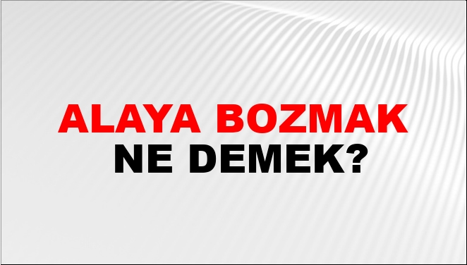 Alaya Bozmak Nasıl Yazılır?