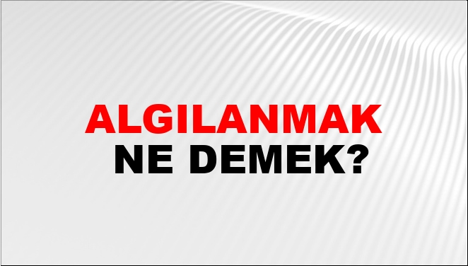 Algılanmak Ne Demek?