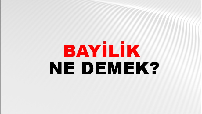 Bayilik Ne Demek?