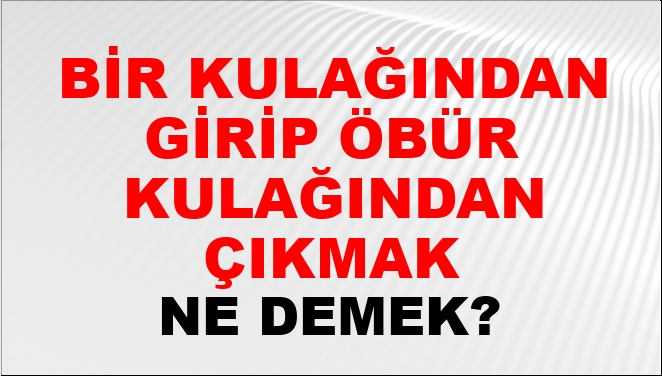 Bir Kulağından Girip Öbür Kulağından Çıkmak Ne Demek? Bir Kulağından