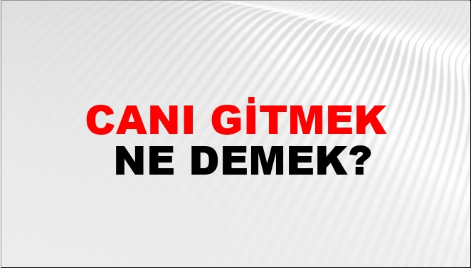 Canı Gitmek Nasıl Yazılır?