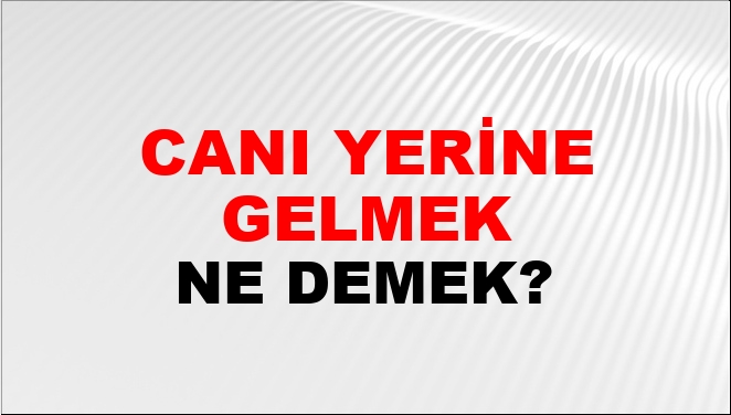 Canı Yerine Gelmek Ne Demek?