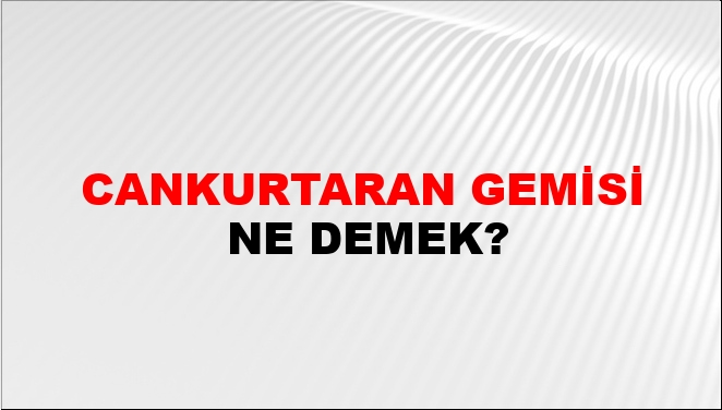 Cankurtaran Gemisi Ne Demek?