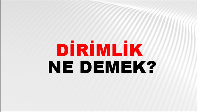 Dirimlik Ne Demek?