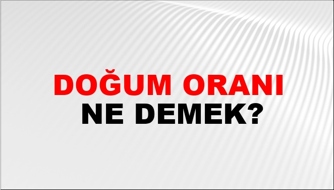 Doğum Oranı Ne Demek?