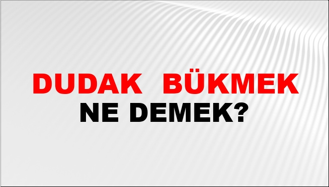 Dudak (Veya Dudağını) Bükmek Ne Demek?