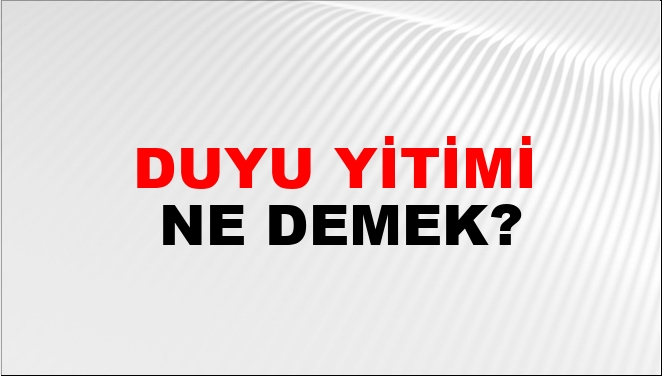 Duyu Yitimi Ne Demek?