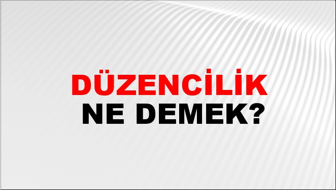 Düzencilik Ne Demek?