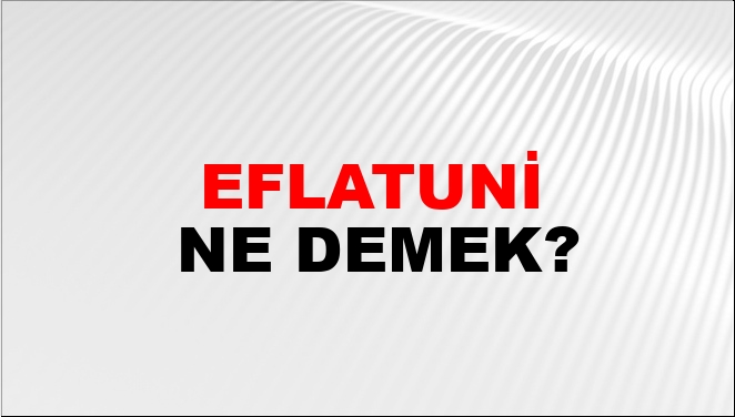 Eflatuni Ne Demek?