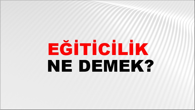 Eğiticilik Ne Demek?