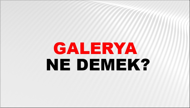Galerya Ne Demek?