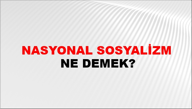 Nasyonal Sosyalizm Nasıl Yazılır NTV Haber