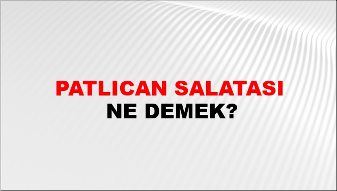 Patlıcan Salatası Ne Demek? Patlıcan Salatası Kelimesinin TDK Sözlük