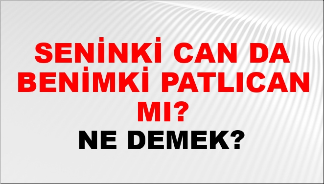 Seninki Can Da Benimki Patlıcan Mı? Ne Demek? Seninki Can Da Benimki