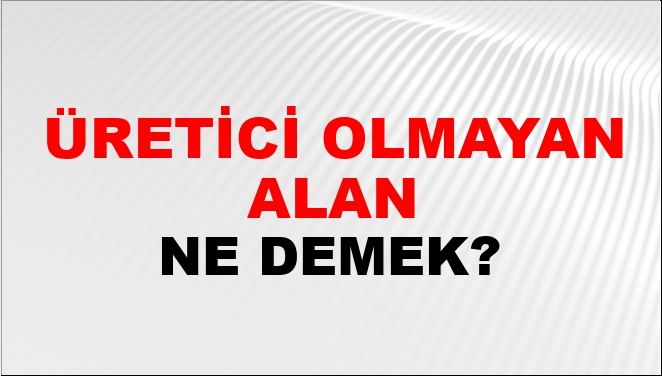 Üretici Olmayan Alan Ne Demek? Üretici Olmayan Alan Kelimesinin TDK ...