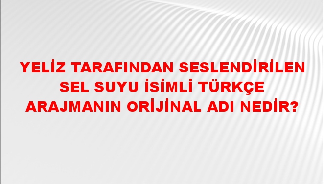 Yeliz tarafından seslendirilen Sel Suyu isimli Türkçe arajmanın